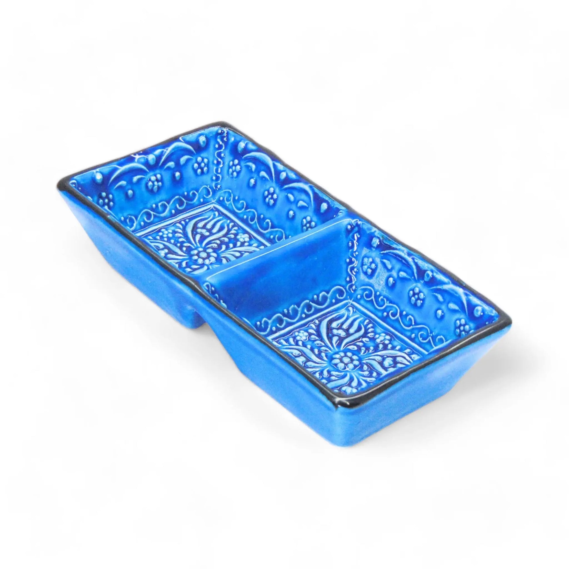 2-in-1 Blue Square Snack and Dip Bowl for Divided Servings-0