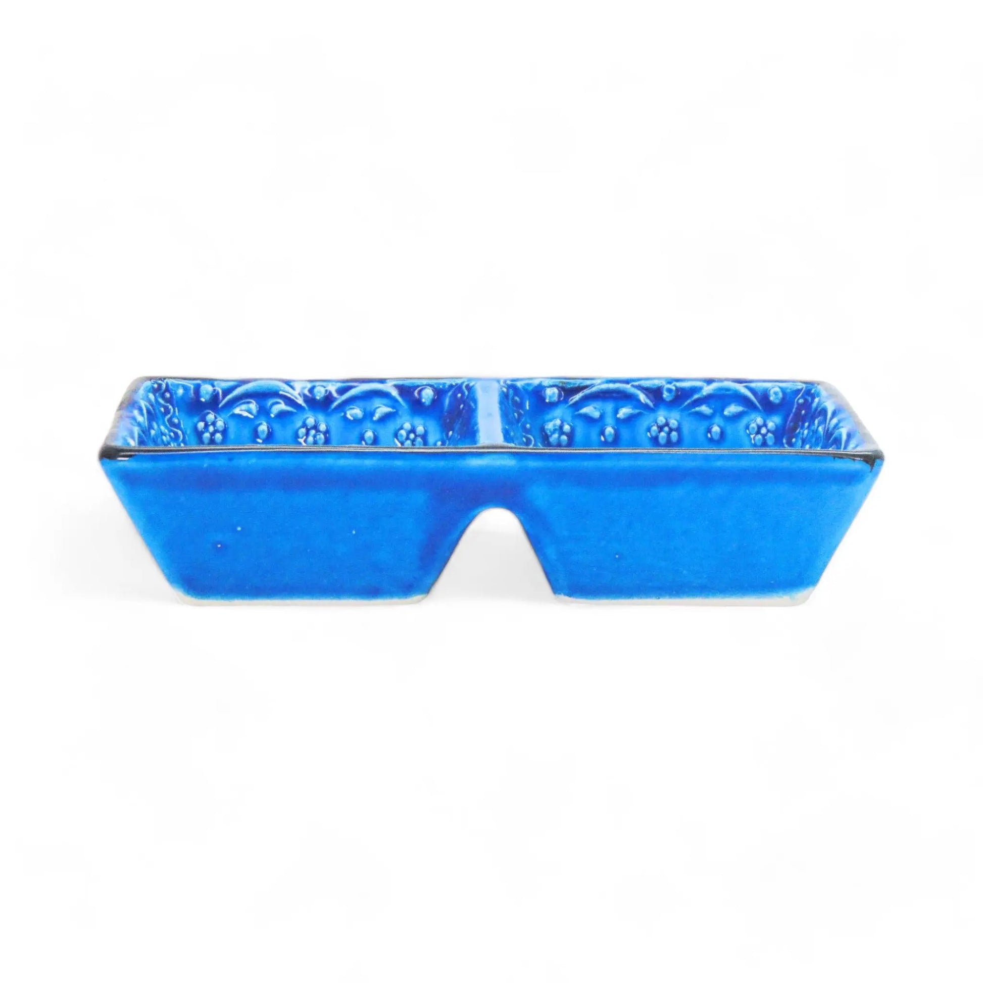 2-in-1 Blue Square Snack and Dip Bowl for Divided Servings-3