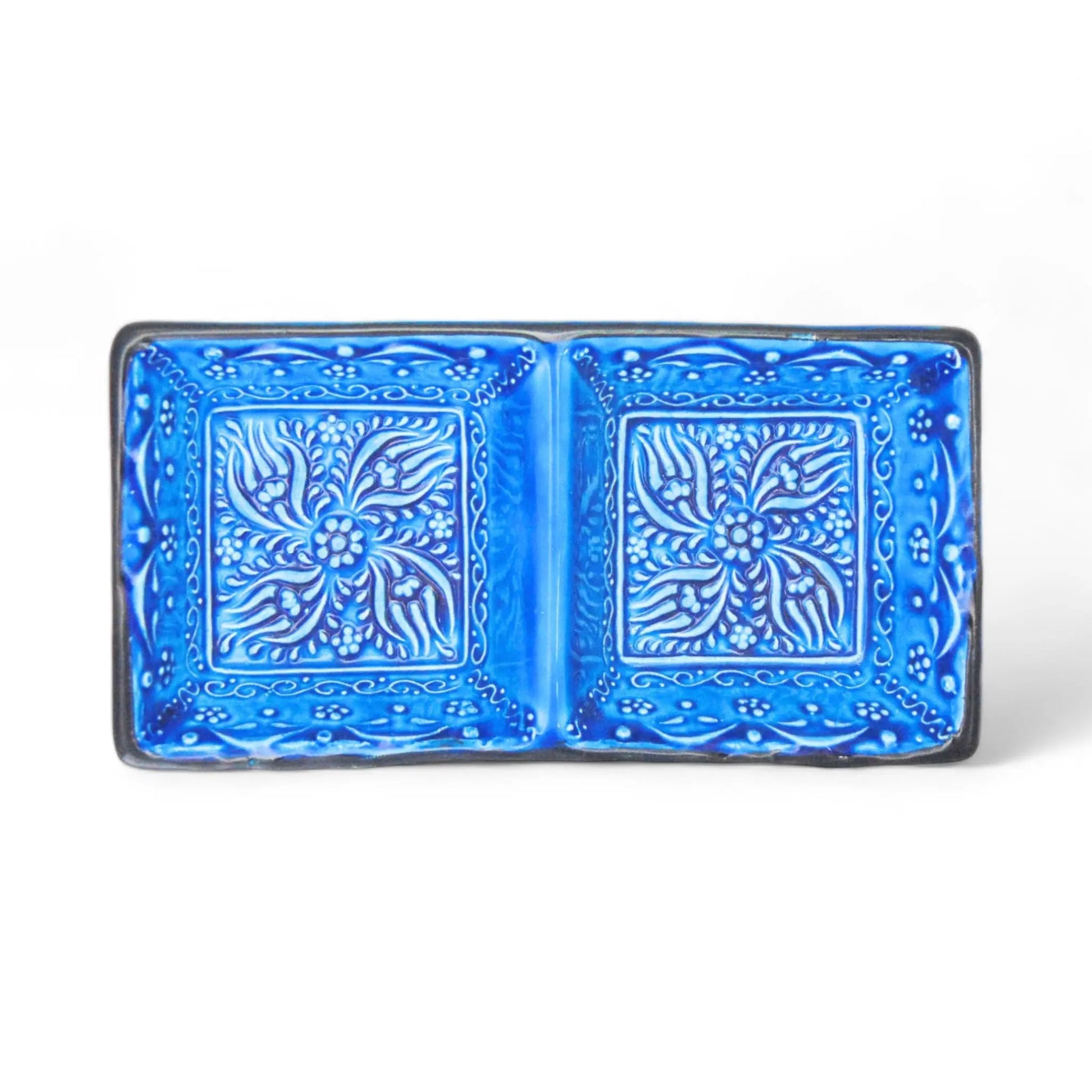 2-in-1 Blue Square Snack and Dip Bowl for Divided Servings-4