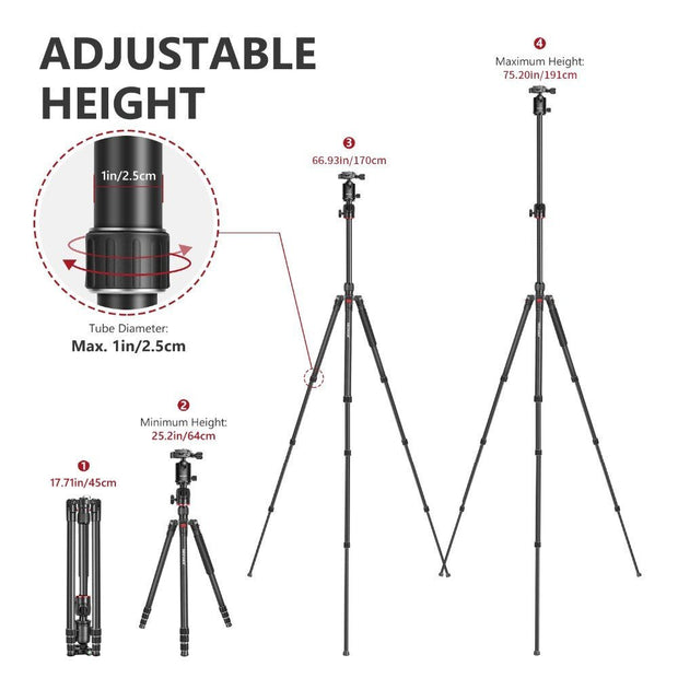 2-in-1 Camera Tripod Monopod with 360 Degree Rotatable - Memoriex 