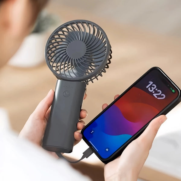 2-in-1 Portable High-speed Cooling Mini Fan with Power Bank, Foldable Table Fan - Memoriex 