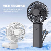 2-in-1 Portable High-speed Cooling Mini Fan with Power Bank, Foldable Table Fan - Memoriex 