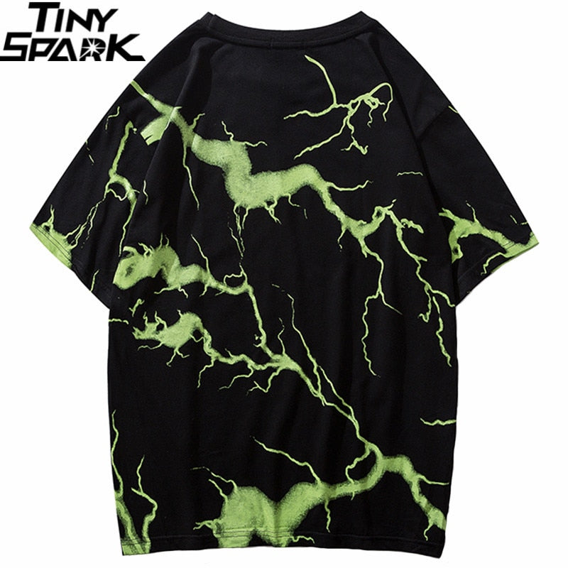 Mens Hip Hop Dark Lightning Tshirt Streetwear Summer Cotton Harajuku T-Shirts Short Sleeve Tops Tees Street Wear-2