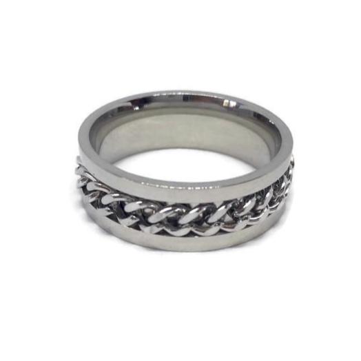 Spinning Curb Chain Band Ring-3