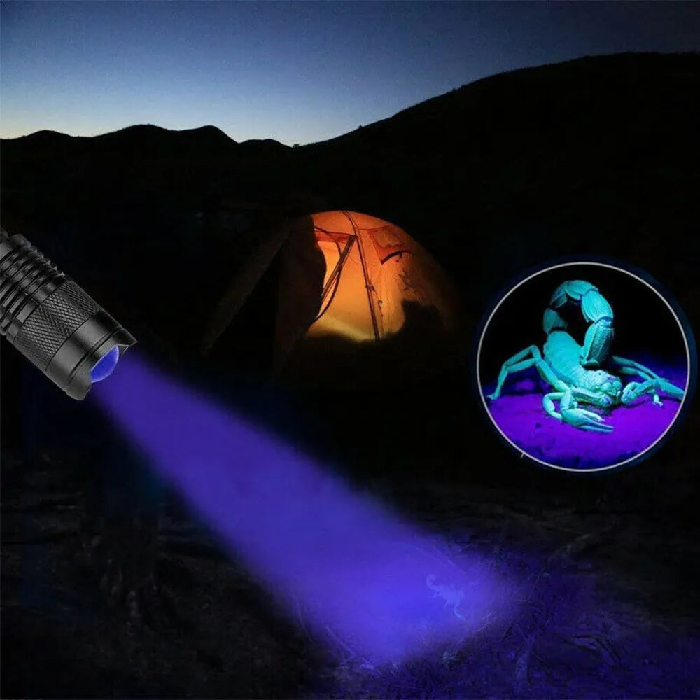 Vibe Geeks Mini LED Zoomable UV Flashlight Ultraviolet Flashlight Black Light Fake Bill and Urine Stain Detector- Battery Operated-1