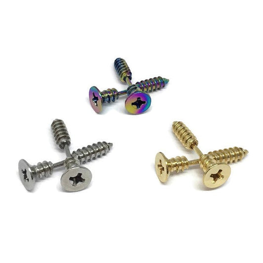 Stainless Steel Screw Earrings-0