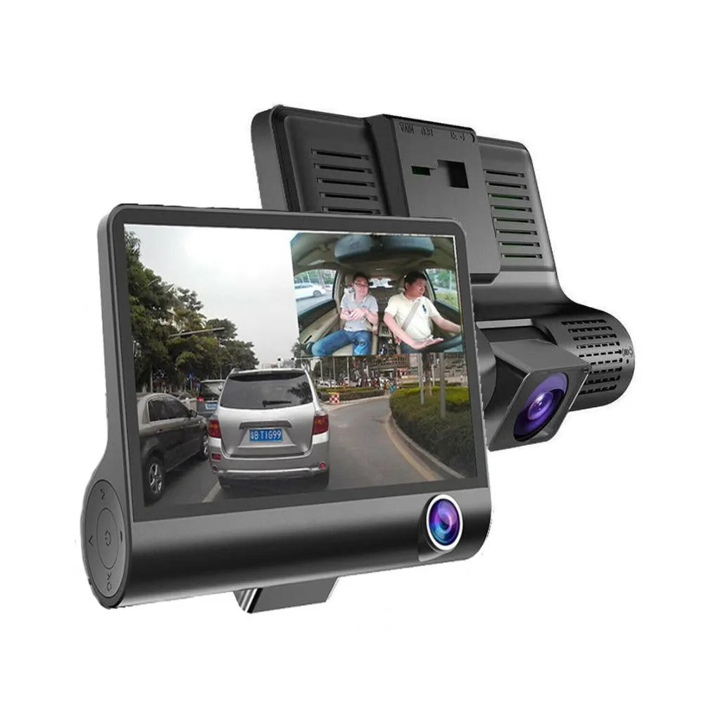 Vibe Geeks HD Front Rear & Interior Three Lens Car Dashboard Camera- Car Charger-0