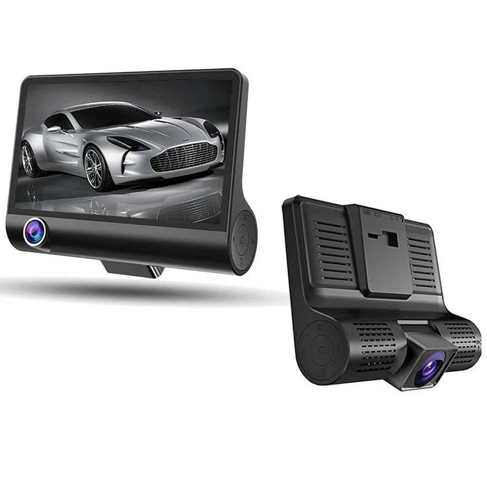 Vibe Geeks HD Front Rear & Interior Three Lens Car Dashboard Camera- Car Charger-1