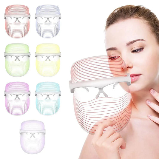 Vibe Geeks 7 Colours LED Facial Mask Light Skin Care Device for Home Use - USB Rechargeable-0