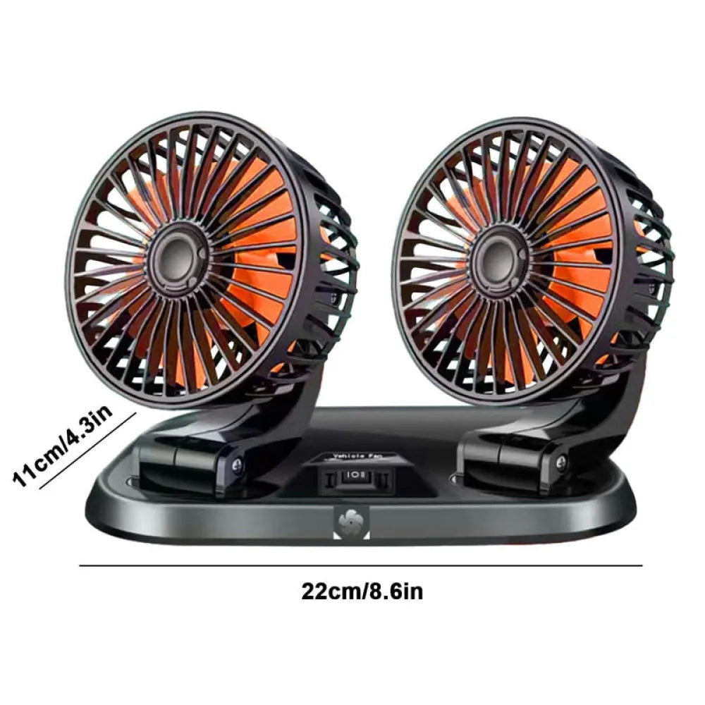 Vibe Geeks Speed Adjustable Portable Dual Head Car Cooling Fan with Parking Sign-1