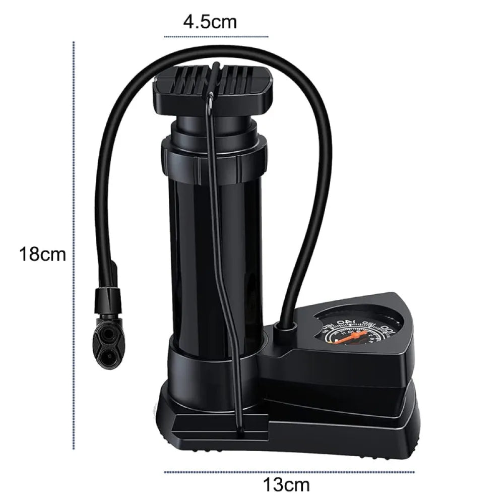 Vibe Geeks Bike Floor Pump Portable Anti-Slip Tyre Inflator with Pressure Gauge-1