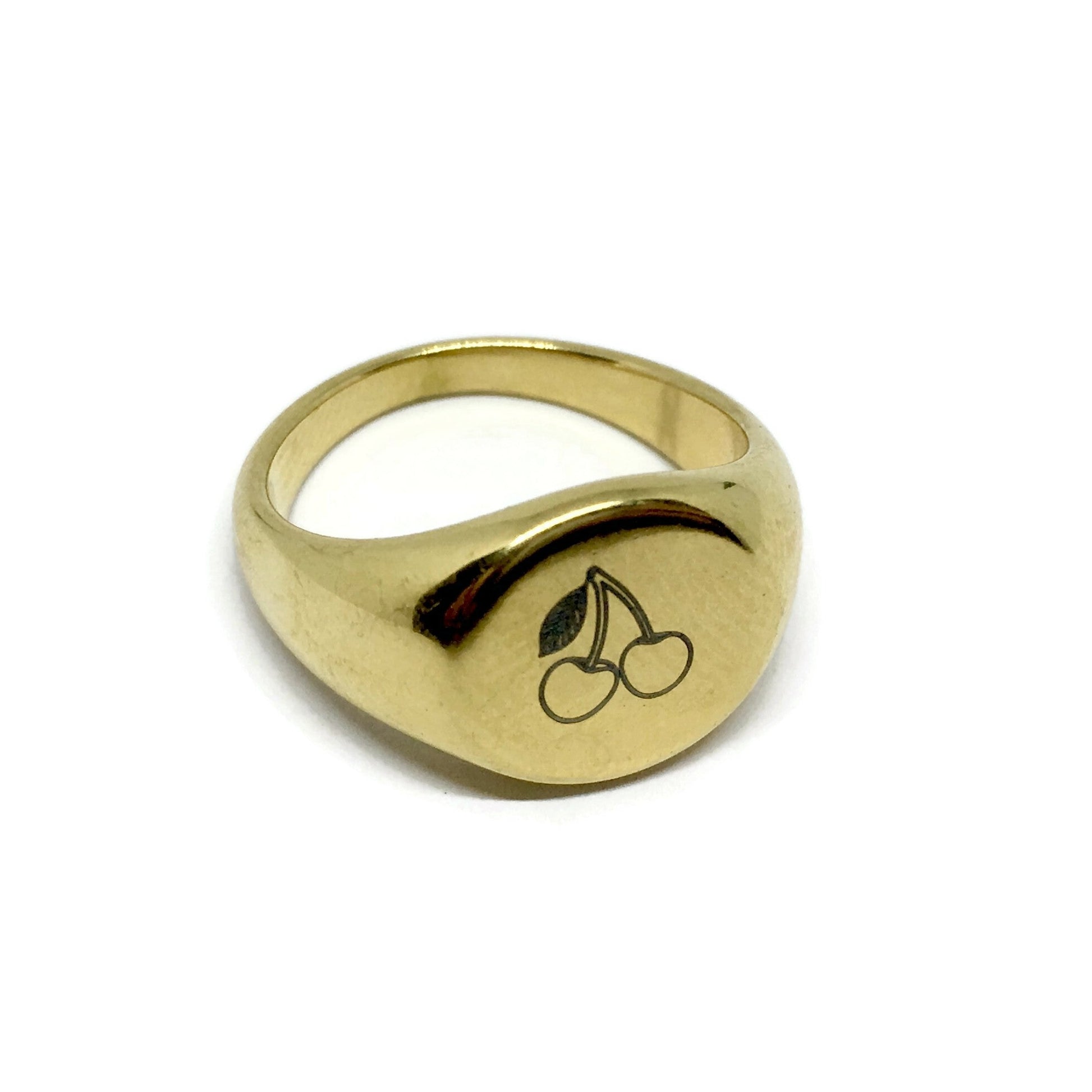 Cherries Steel Signet Ring-2