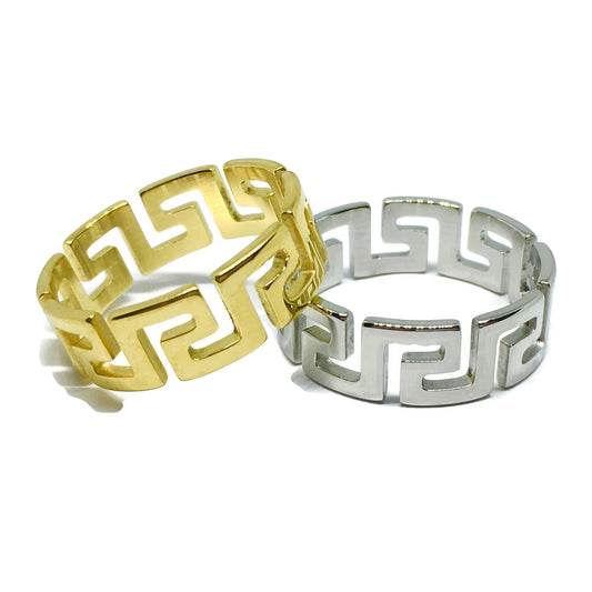 Aztec Pattern Cut-Out Ring-0