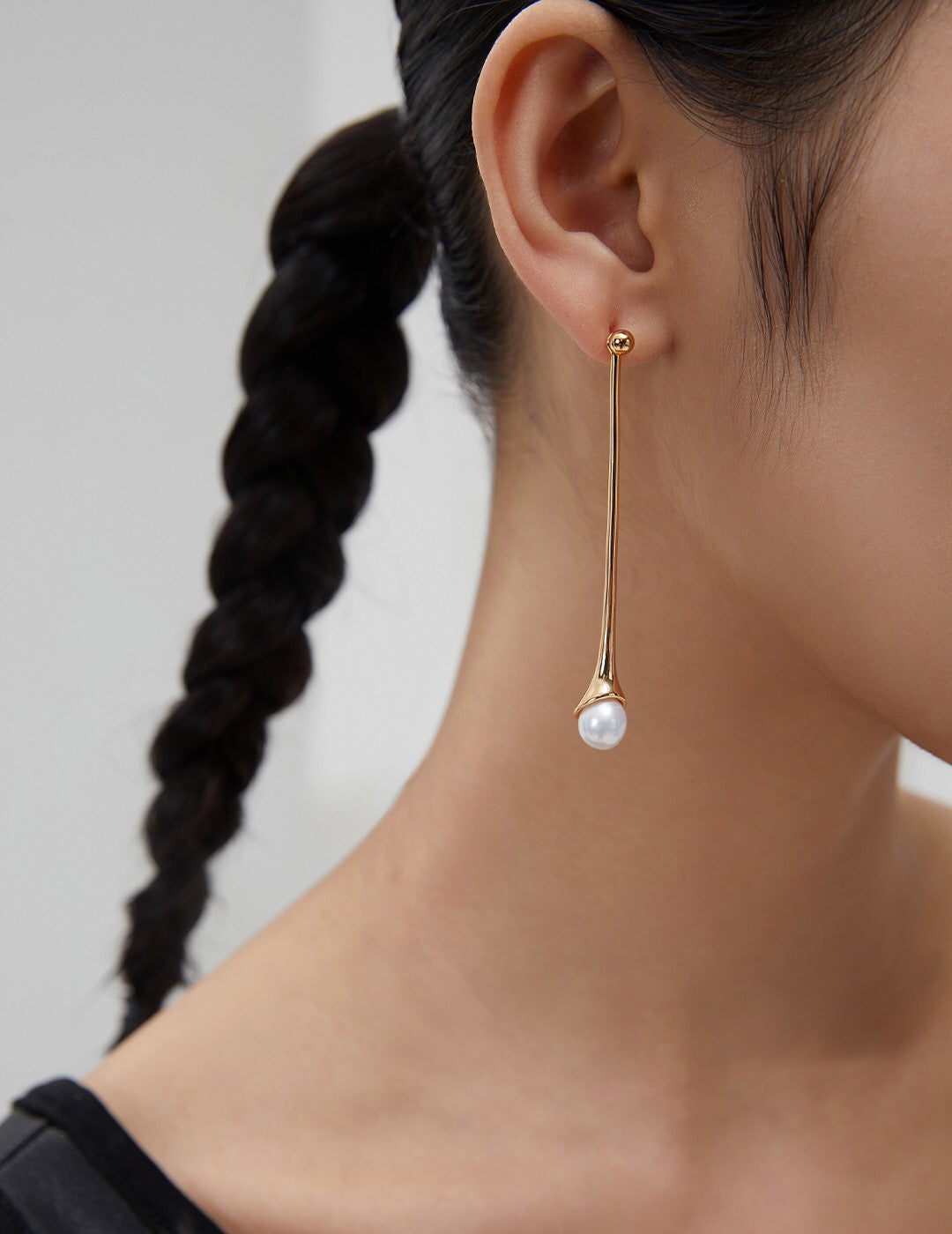 Elegant Long Pearl Drop Earrings-3