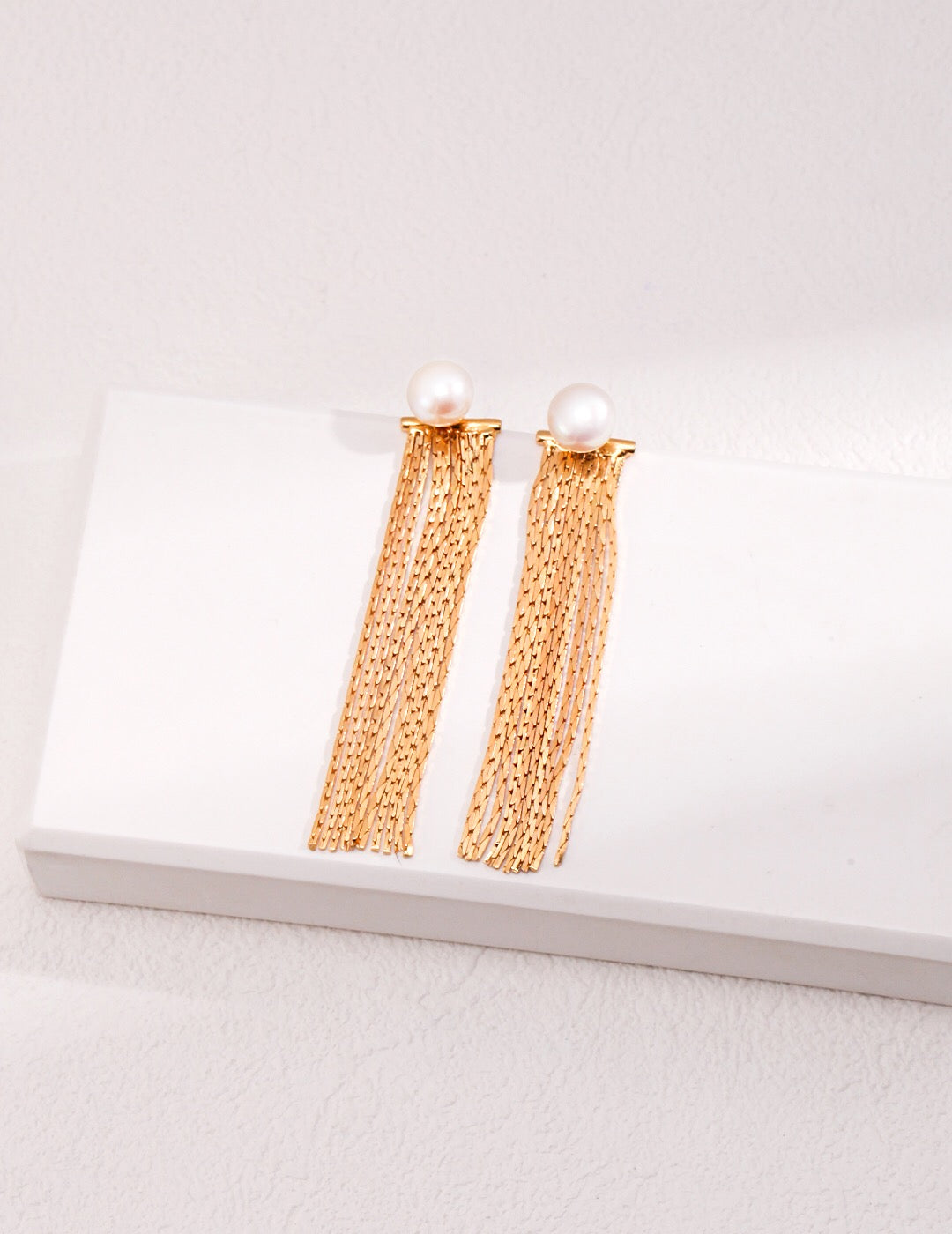 Long Tassel Pearl Earrings-0