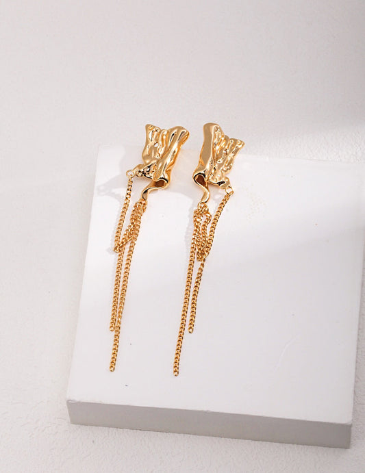 Geometric Tassel Long Dangle Drop Earrings-0