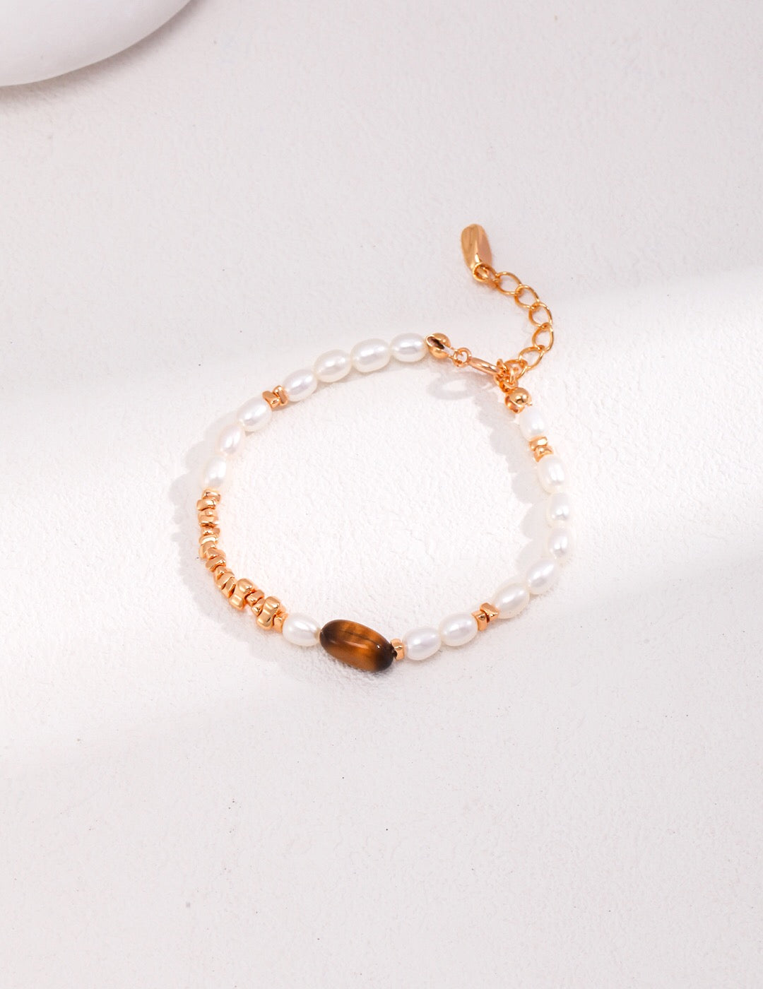 Tiger Eye Stone Pearl Bracelet-0