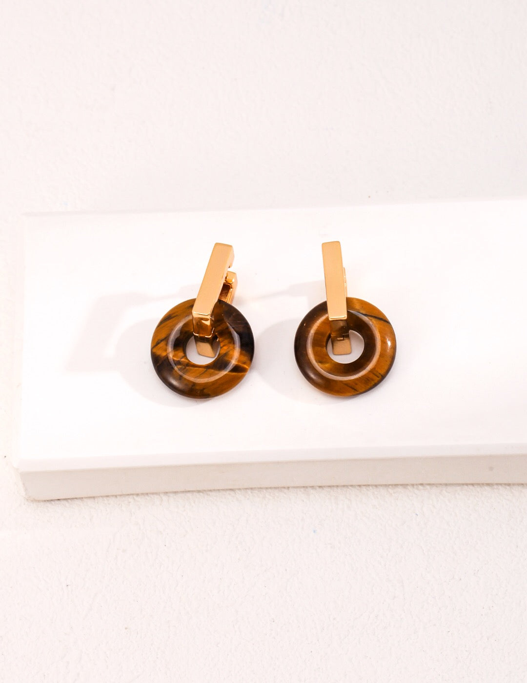 Tiger Eye Stone Pendant Earrings-1