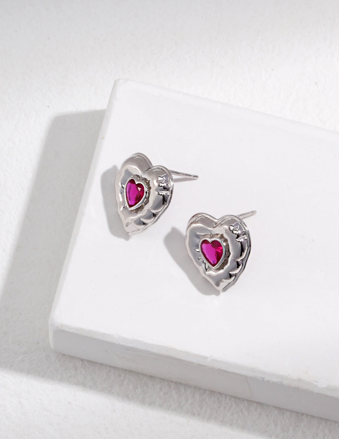 Love Heart Zirconia Earrings-1