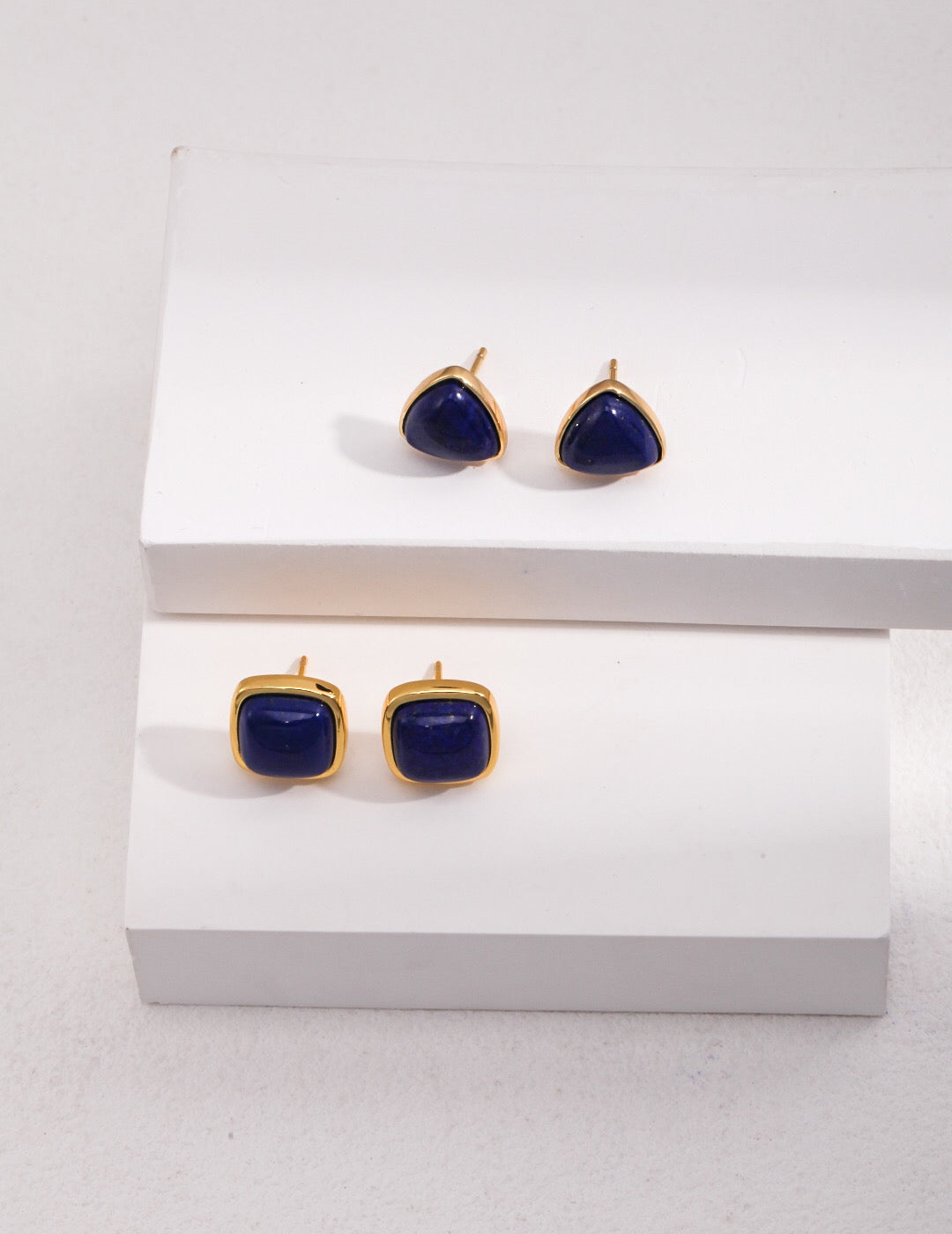 Square Natural Lapis Lazuli Earrings-3