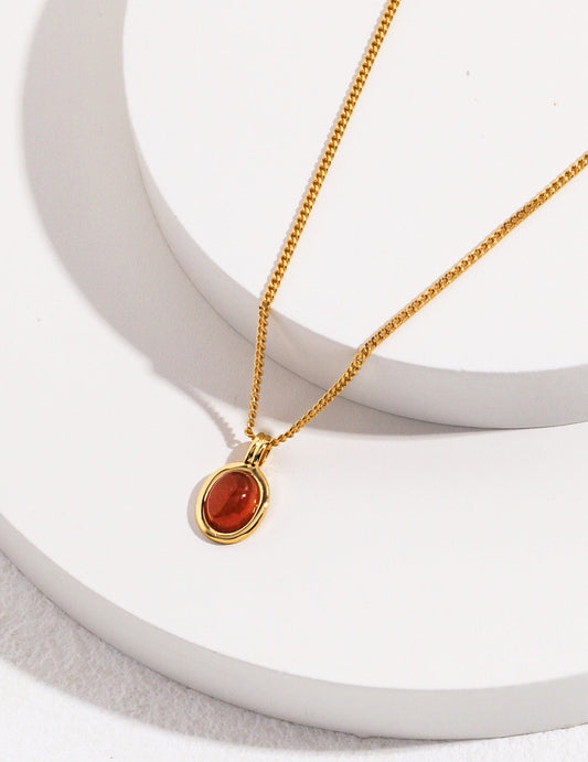 Red Agate Drop Necklace-0