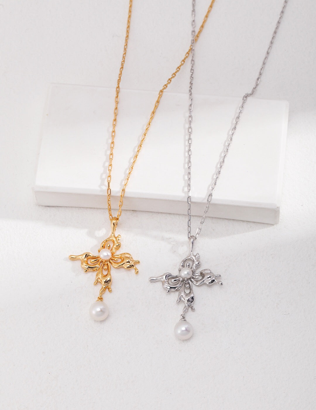 Cross Shaped Pearl Necklace-0