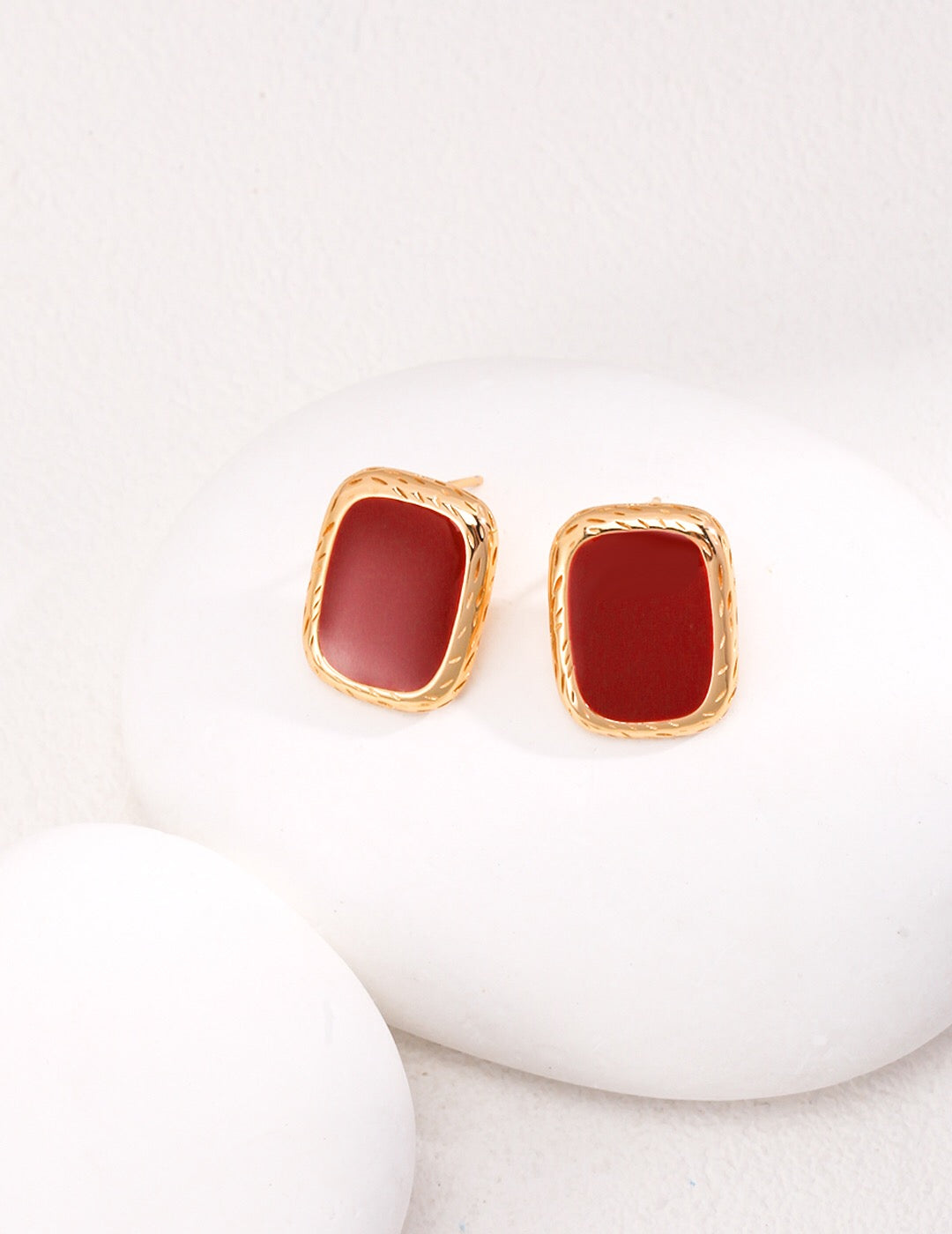 Red Drip Glaze Earrings-0