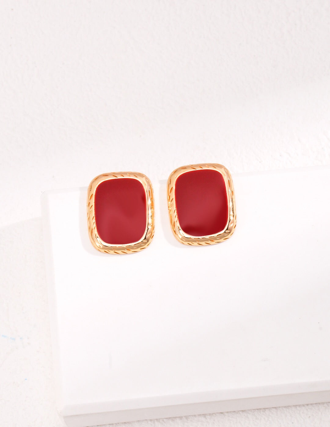 Red Drip Glaze Earrings-1