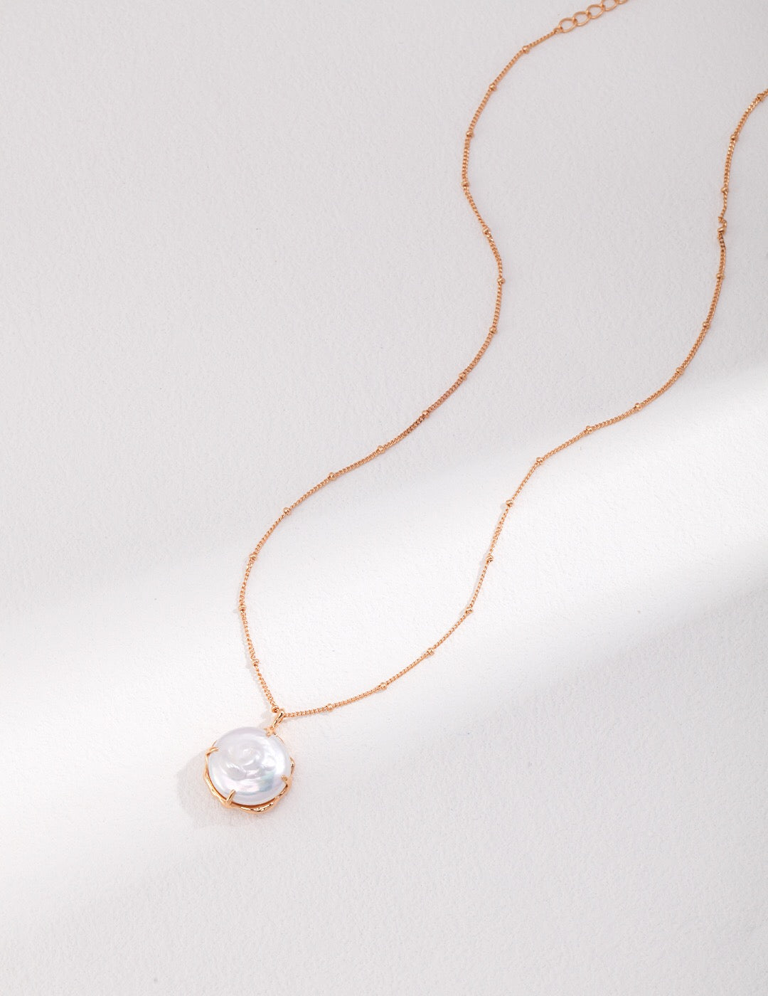 Dainty Big Round Pearl Pendant Necklace-0