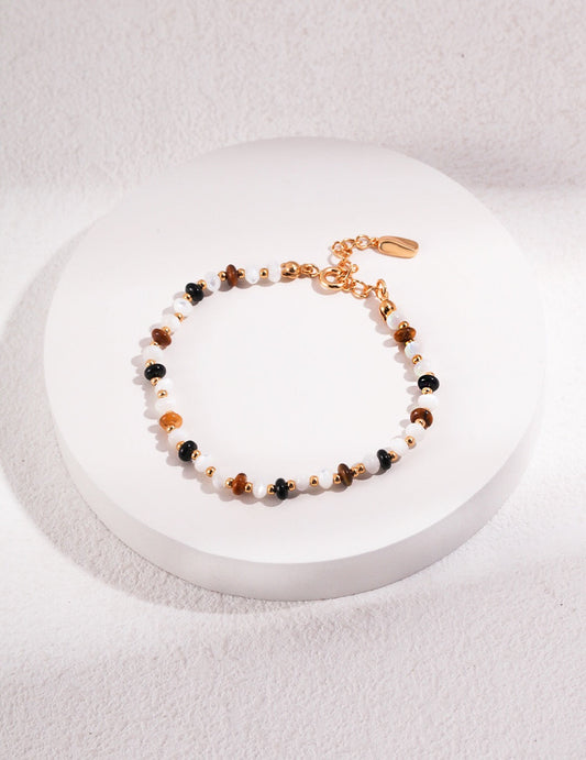 Tiger Eye Stone With Black Onyx Bracelet-0