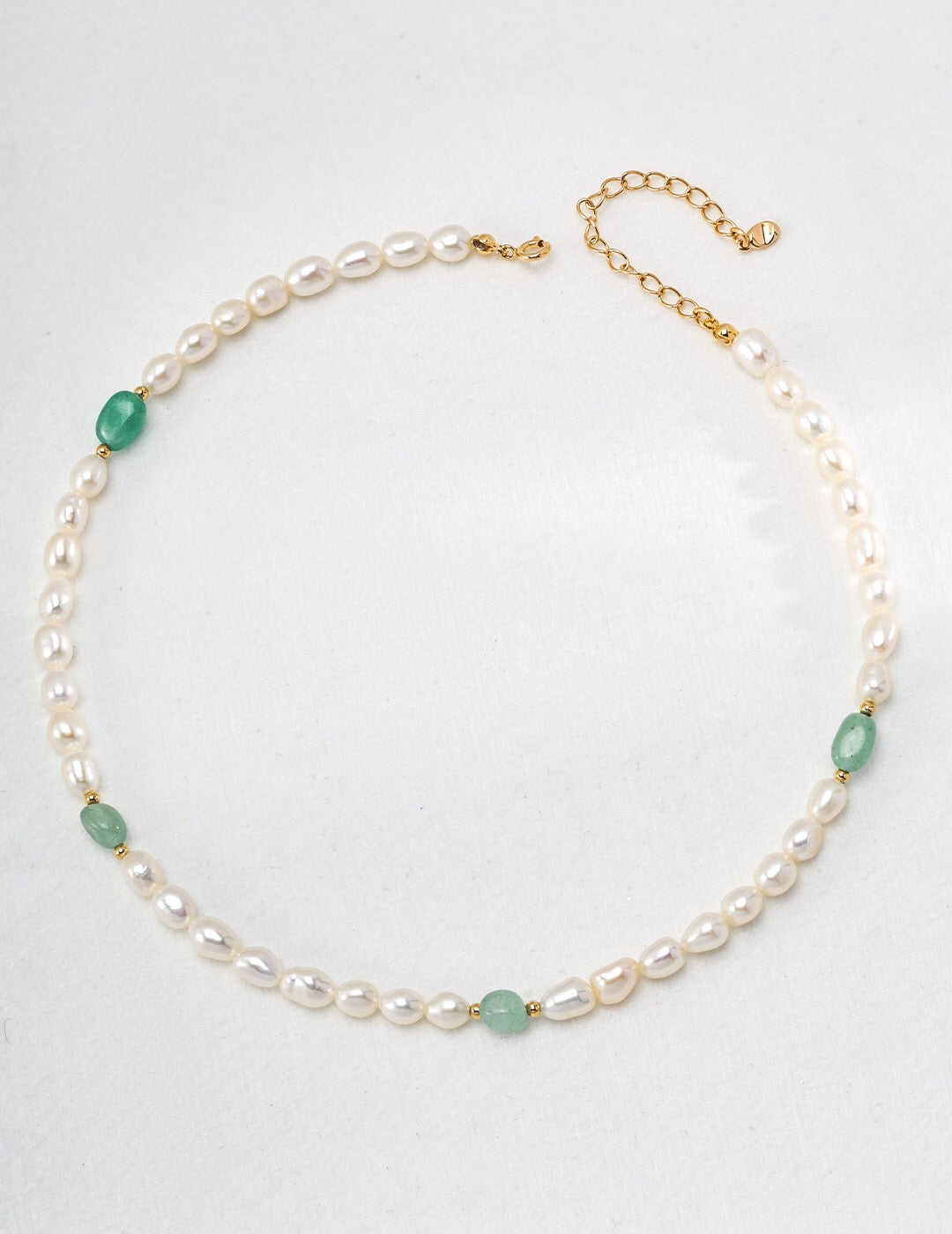 Natural Stone Jade Baroque Pearl Necklace-0