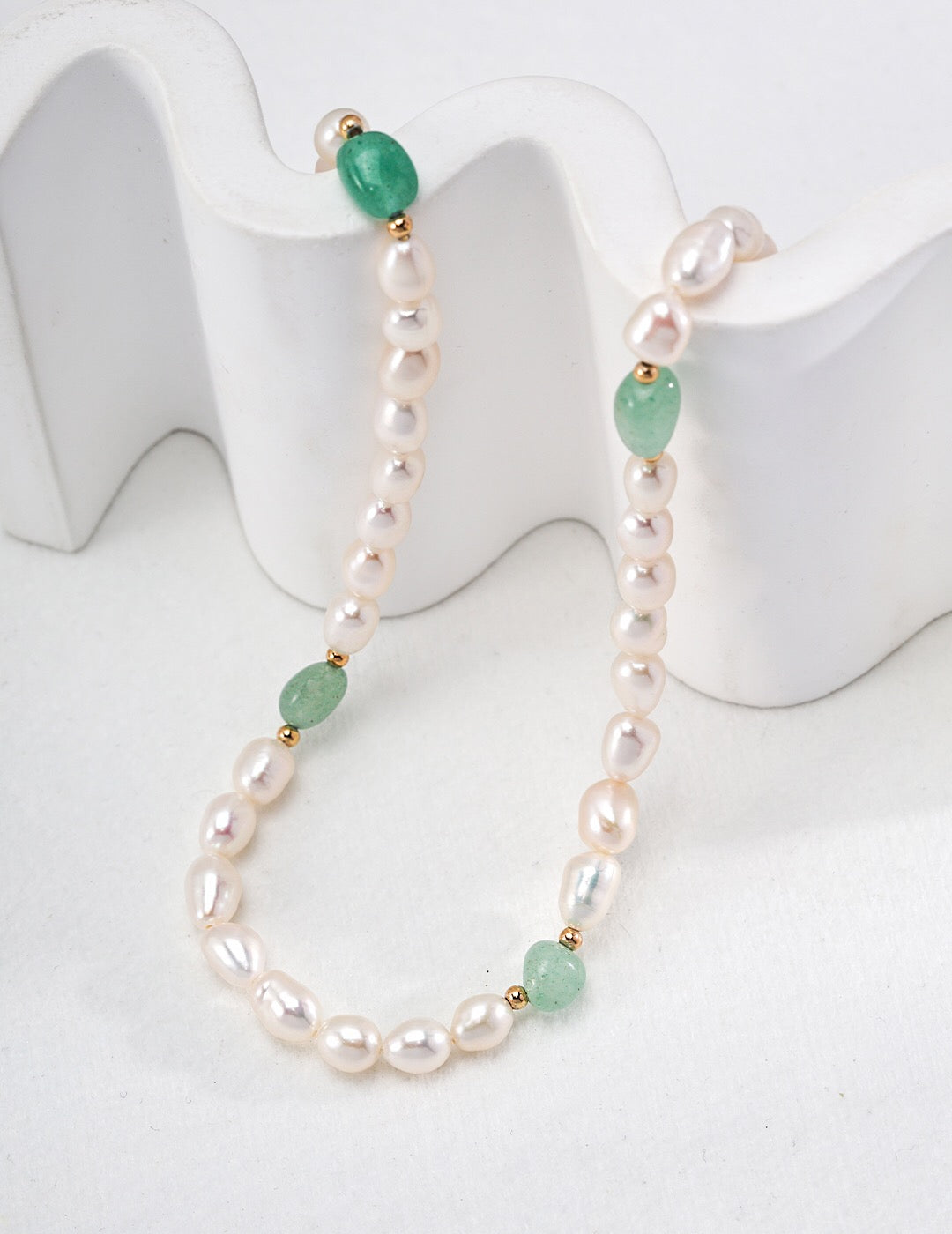 Natural Stone Jade Baroque Pearl Necklace-1