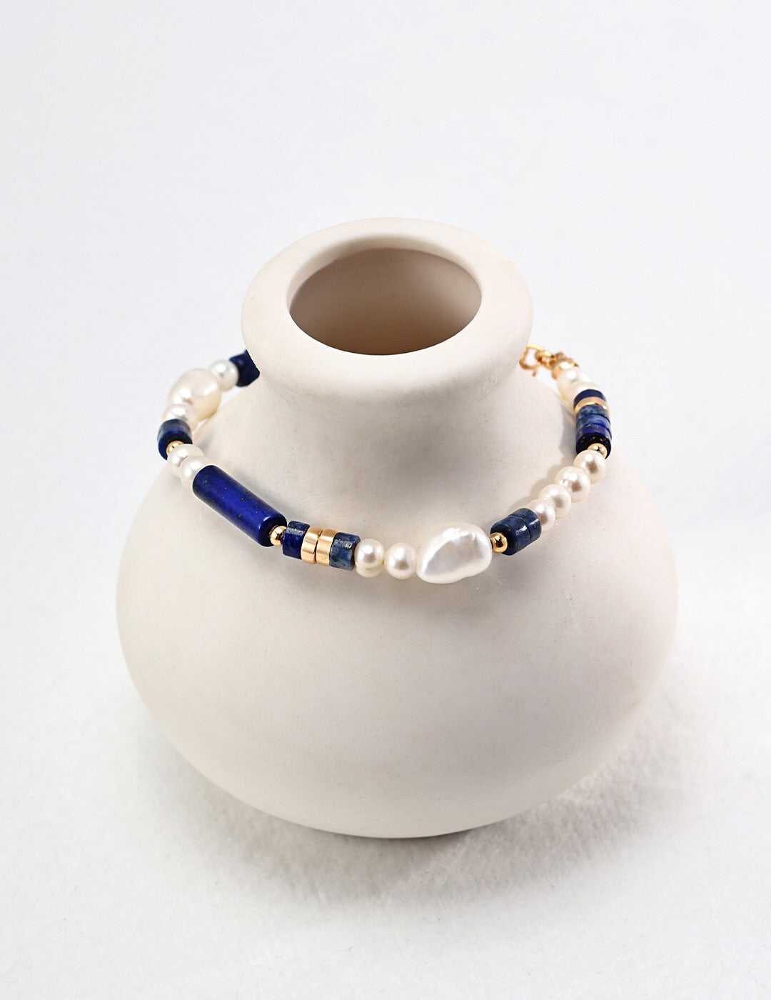 Natural Lapis Lazuli Pearl Bracelet-1