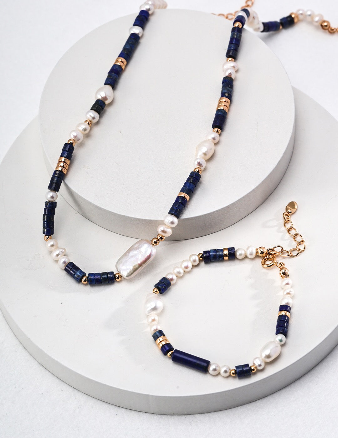 Natural Lapis Lazuli Pearl Bracelet-3