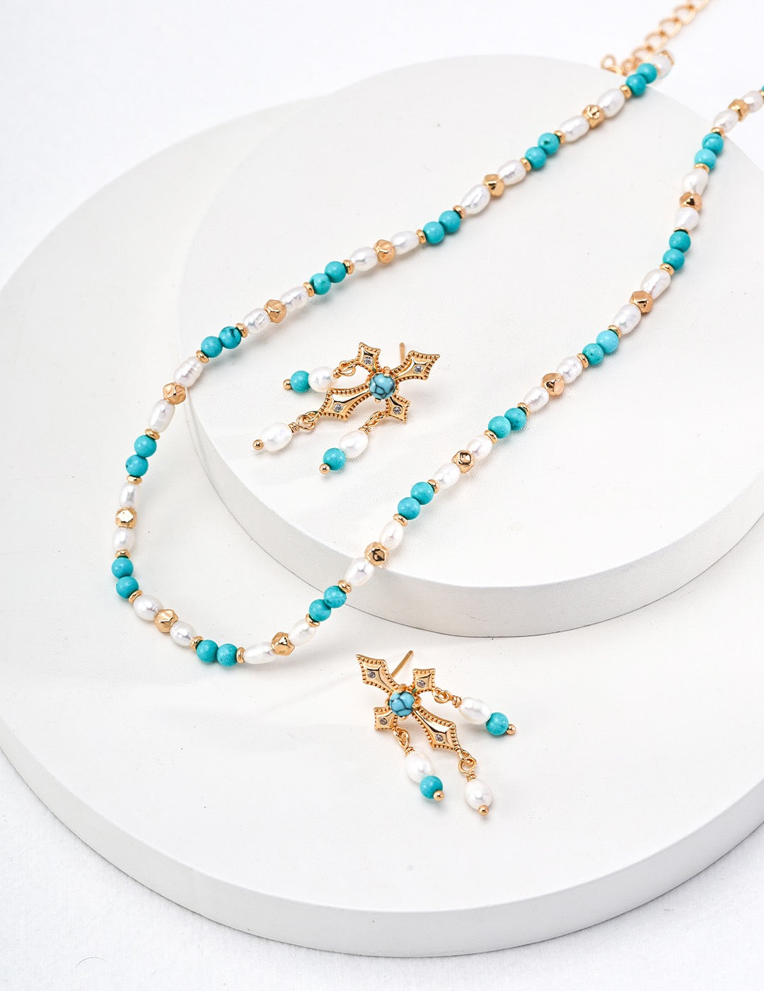 Blue Turquoise Pearl Necklace-2