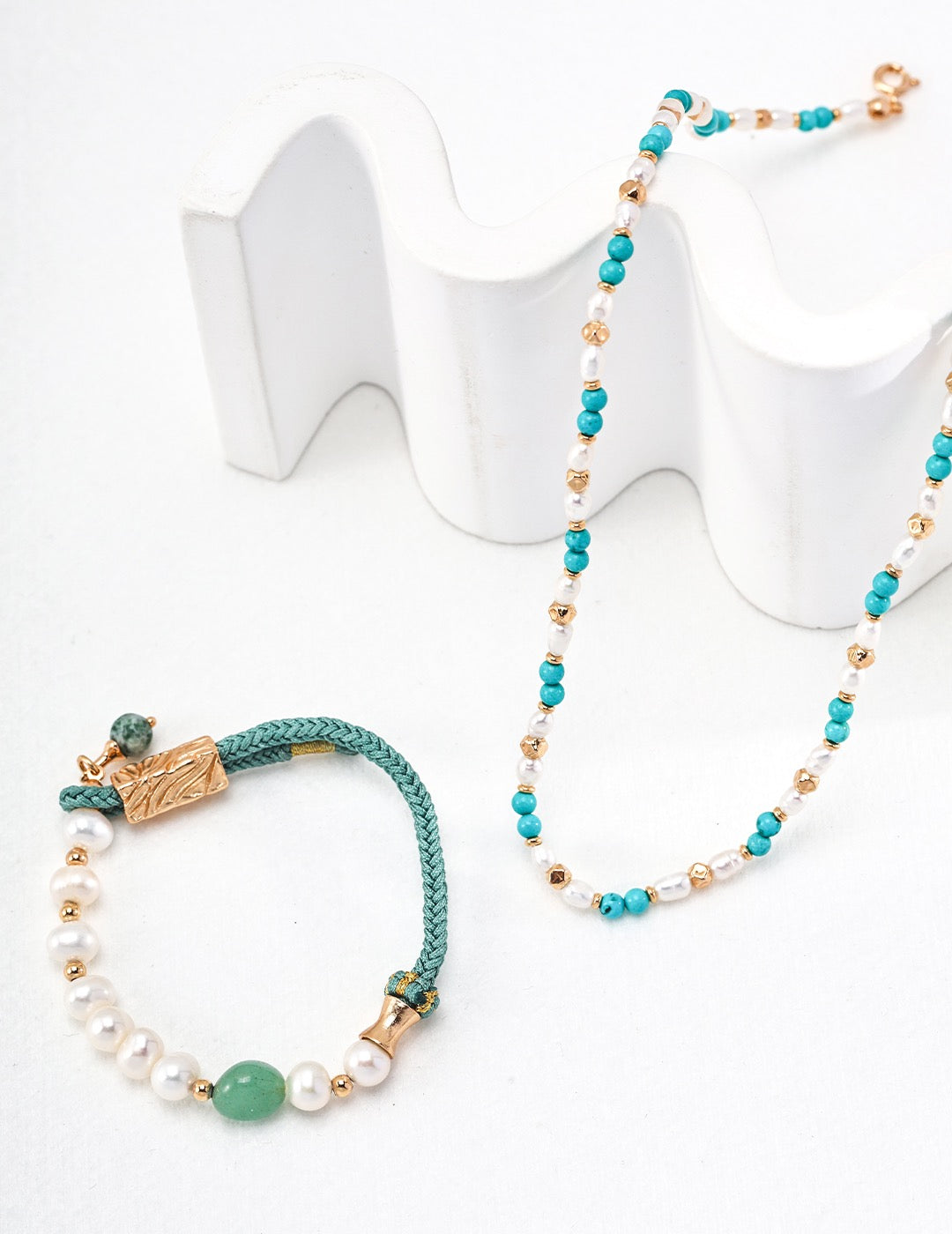 Blue Turquoise Pearl Necklace-3