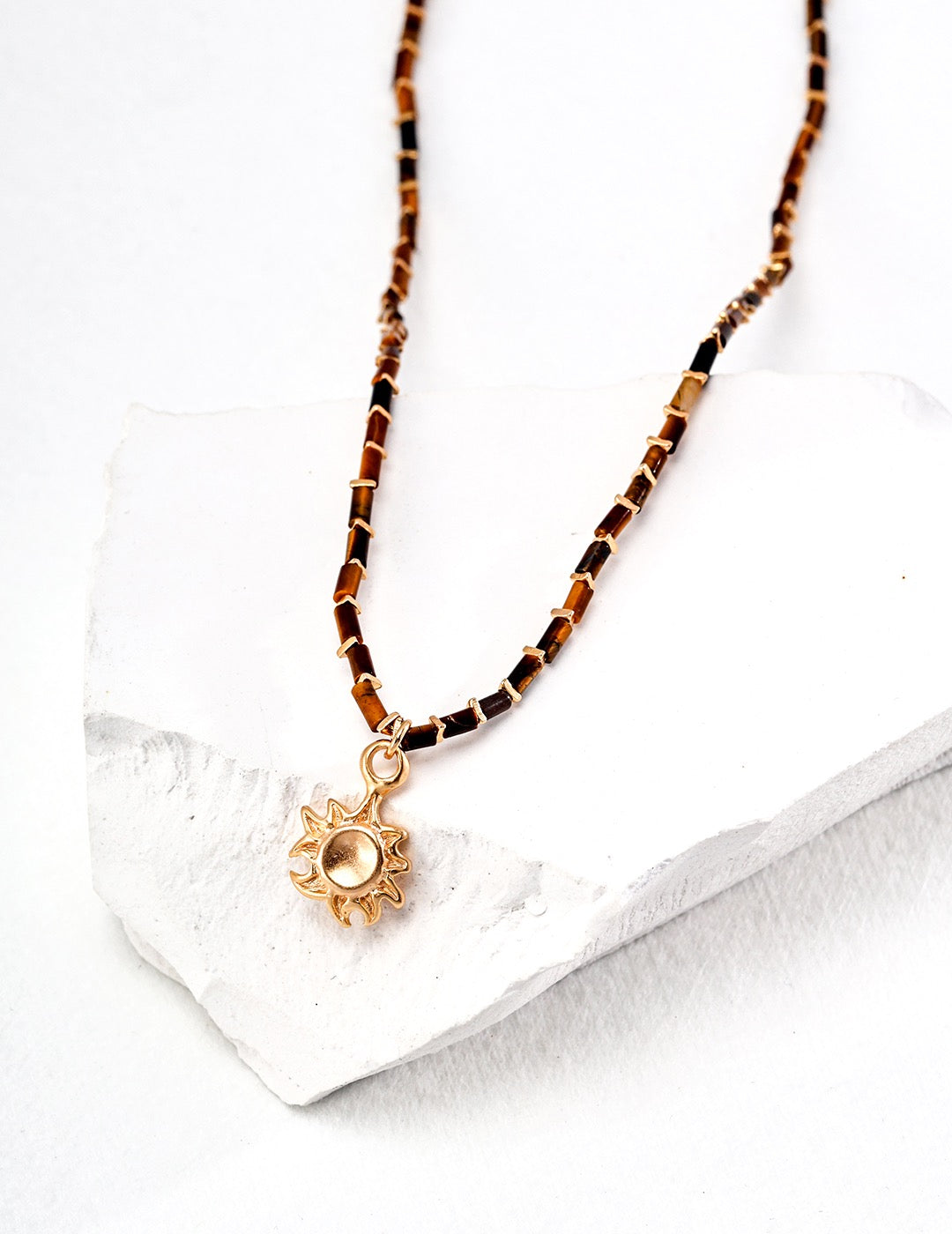 Tiger Eye Stone Pendant Necklace-1