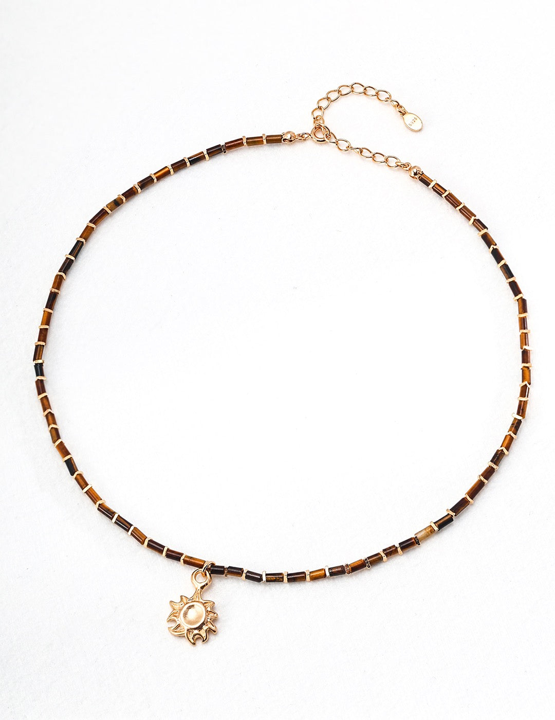 Tiger Eye Stone Pendant Necklace-0