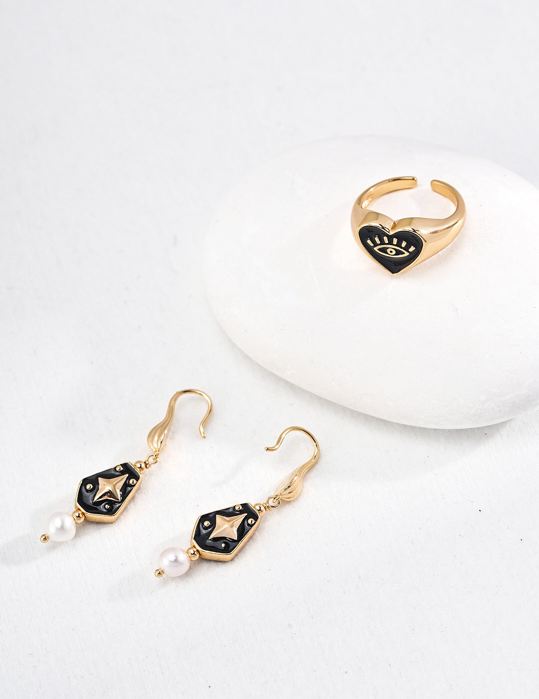 Enamel Drop Pearl Earrings-3