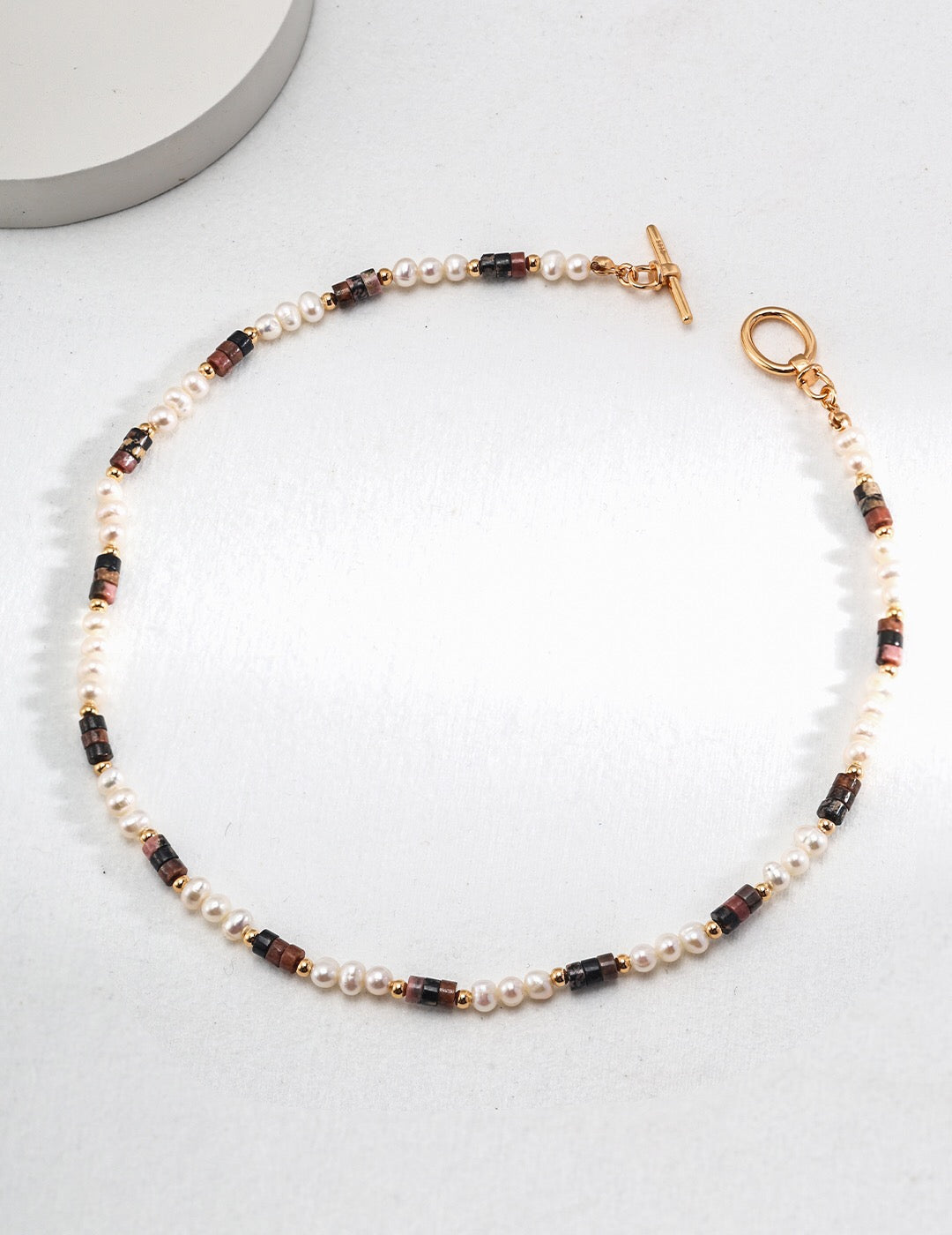 Tiger Eye Stone Pearl Necklace-0