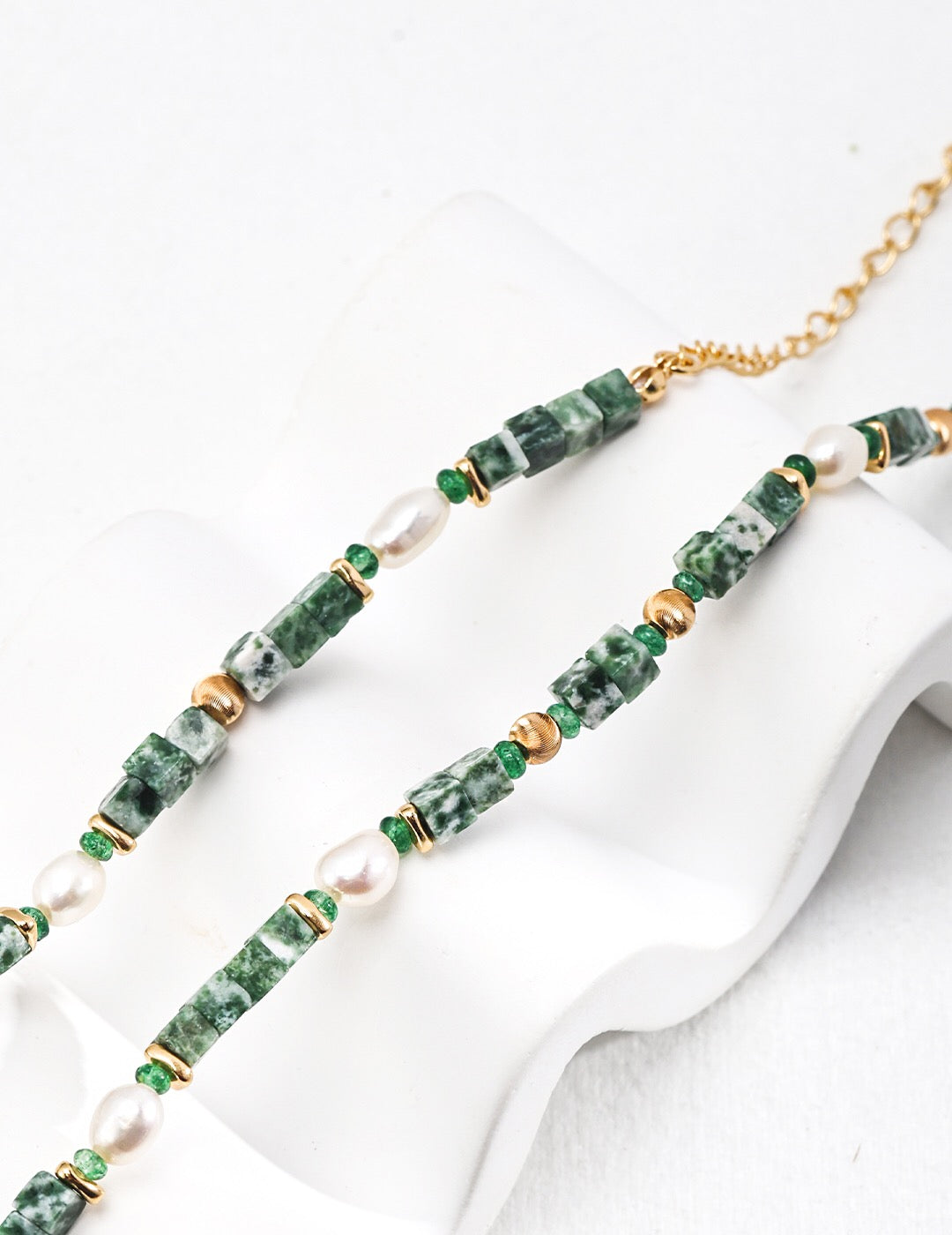 Qinghai Cui Jade Pearl Necklace-2