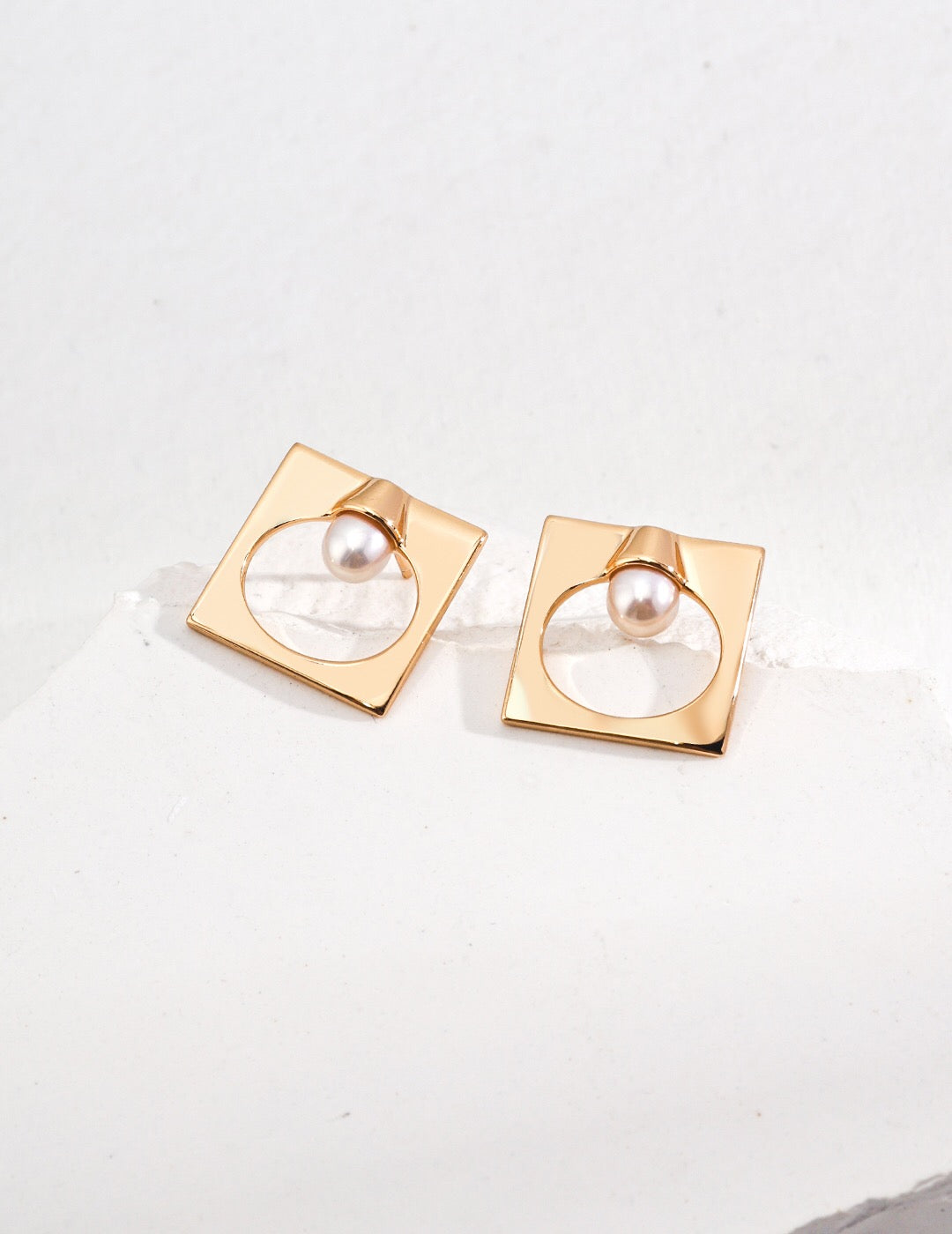 Square Shaped Pearl Earrings-1