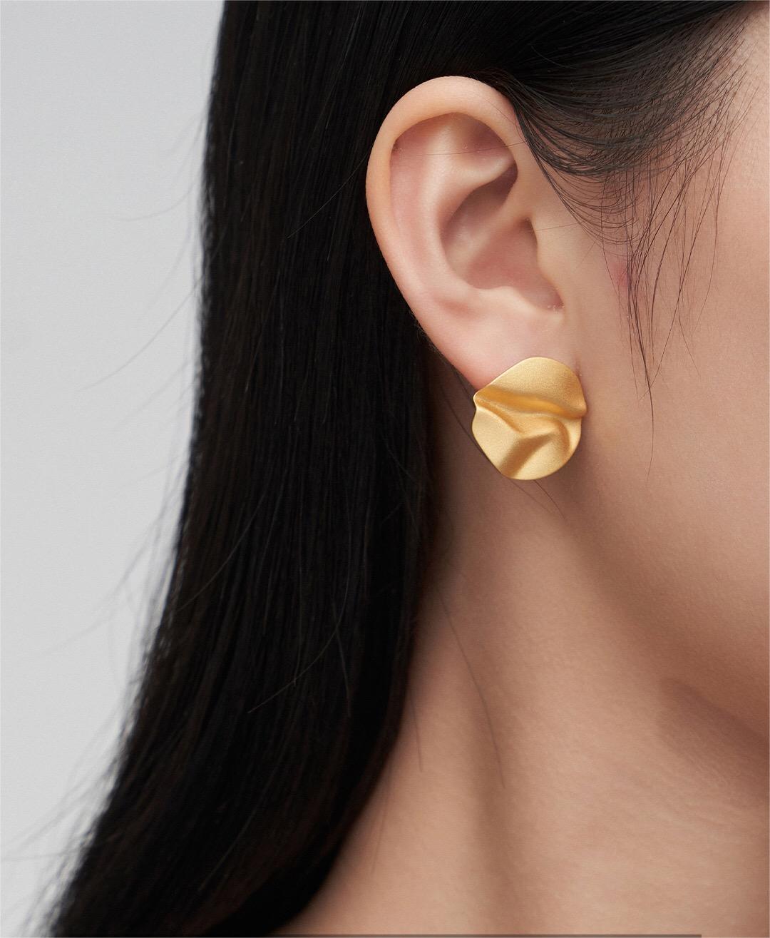 Round Pleated Earrings-4