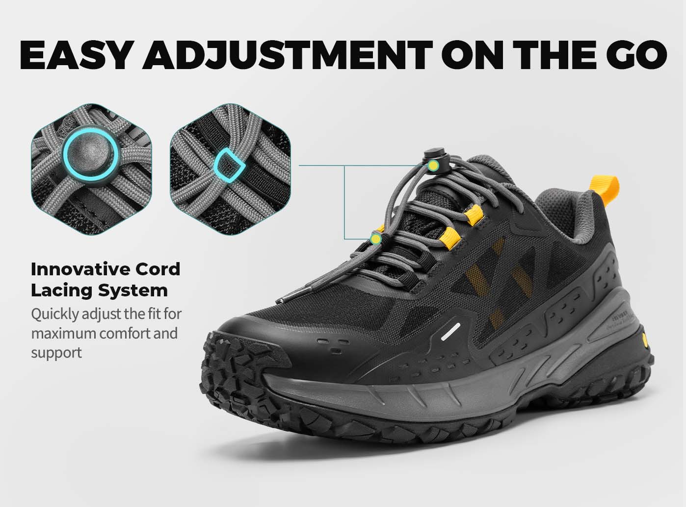 FitVille Men's Low-Top CreekCross Hiking Shoes V1-3