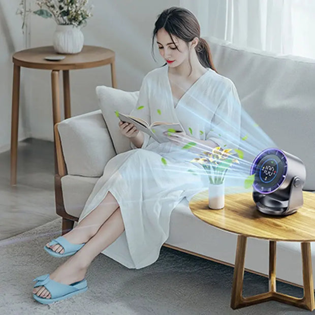 2025 New 100-Speed High - Speed Circulating Fan for Home. 6 - Inch Charging Digital Display, Turbo Desktop Electric Fan - Memoriex 