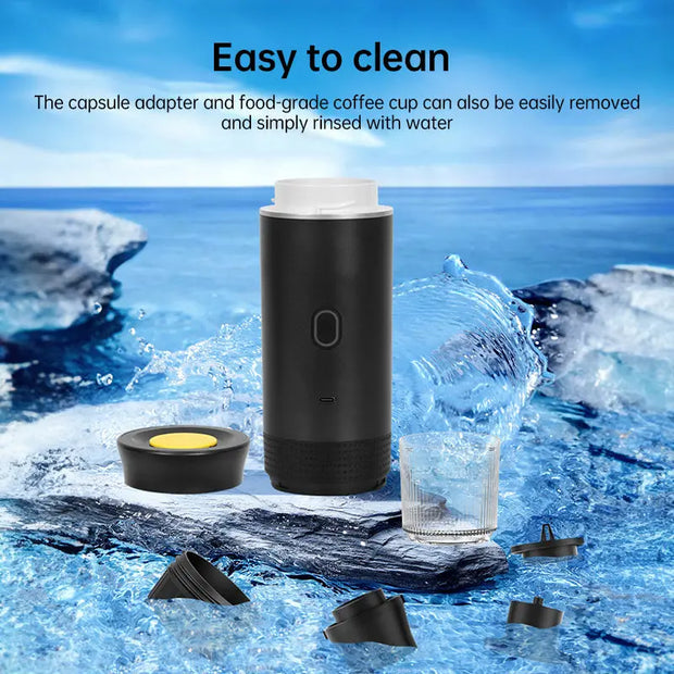 2025 Upgraded 3-in-1 Cordless Coffee Maker - 20Bar Portable for Car/Camping/Home, Capsule/Powder, USB Fast Heat - Memoriex 