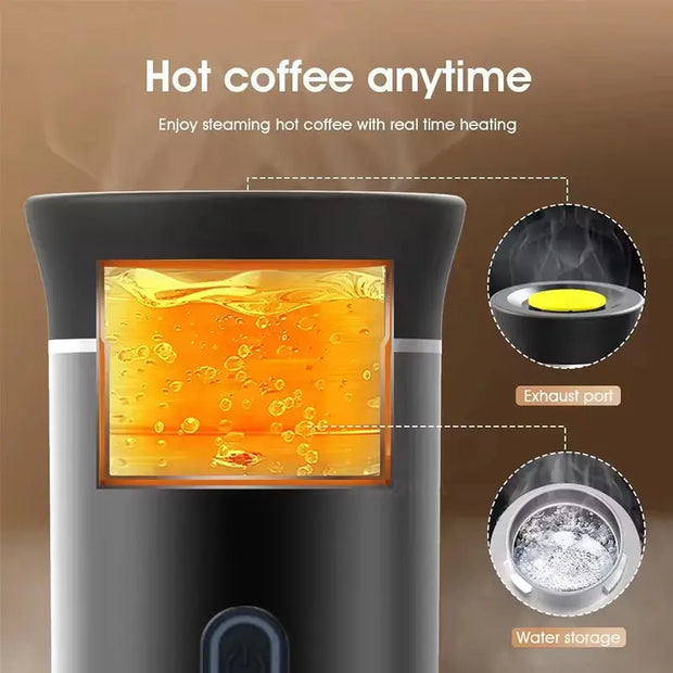 2025 Upgraded 3-in-1 Cordless Coffee Maker - 20Bar Portable for Car/Camping/Home, Capsule/Powder, USB Fast Heat - Memoriex 