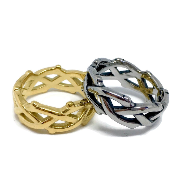 Barbed Wire Thorns Band Ring-3