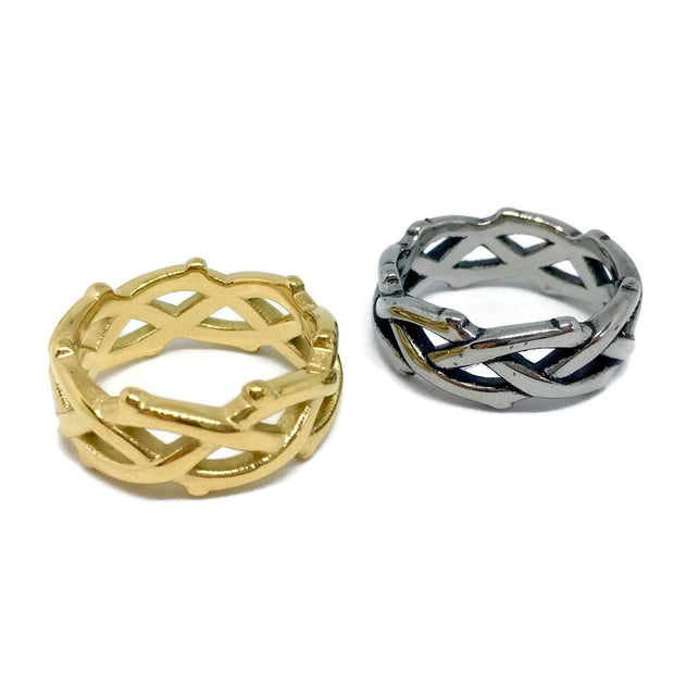 Barbed Wire Thorns Band Ring-0