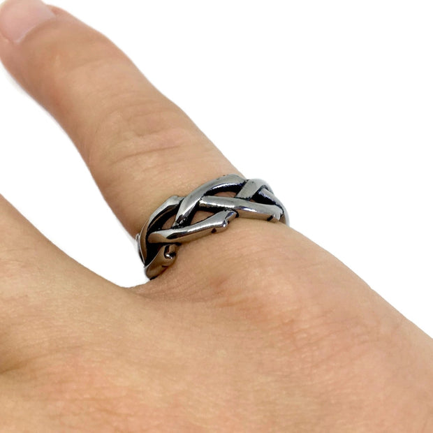 Barbed Wire Thorns Band Ring-2
